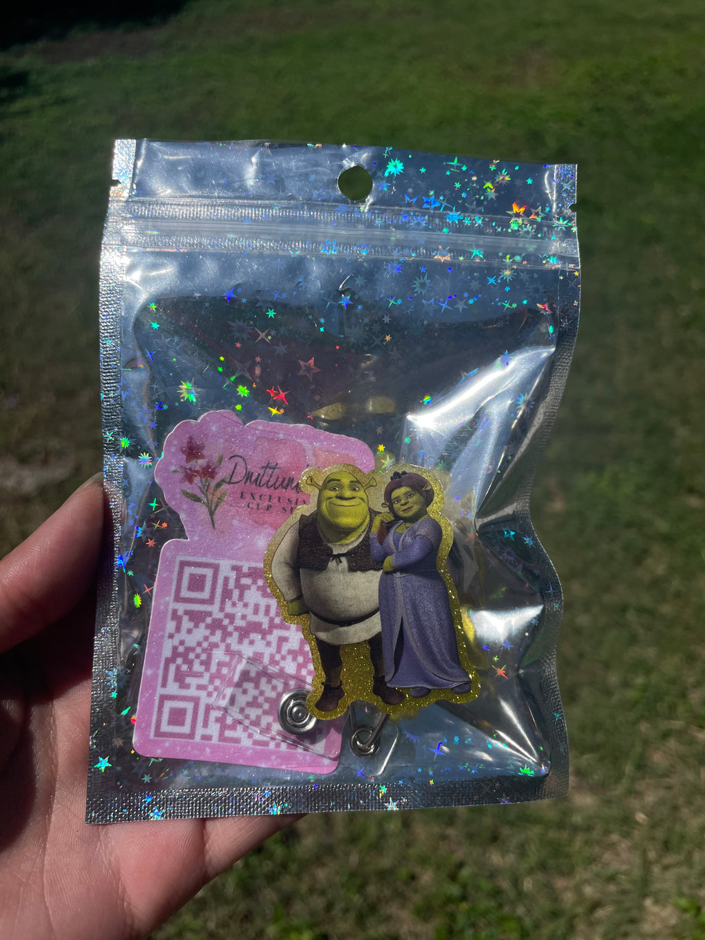 Shrek Glitter badge reel