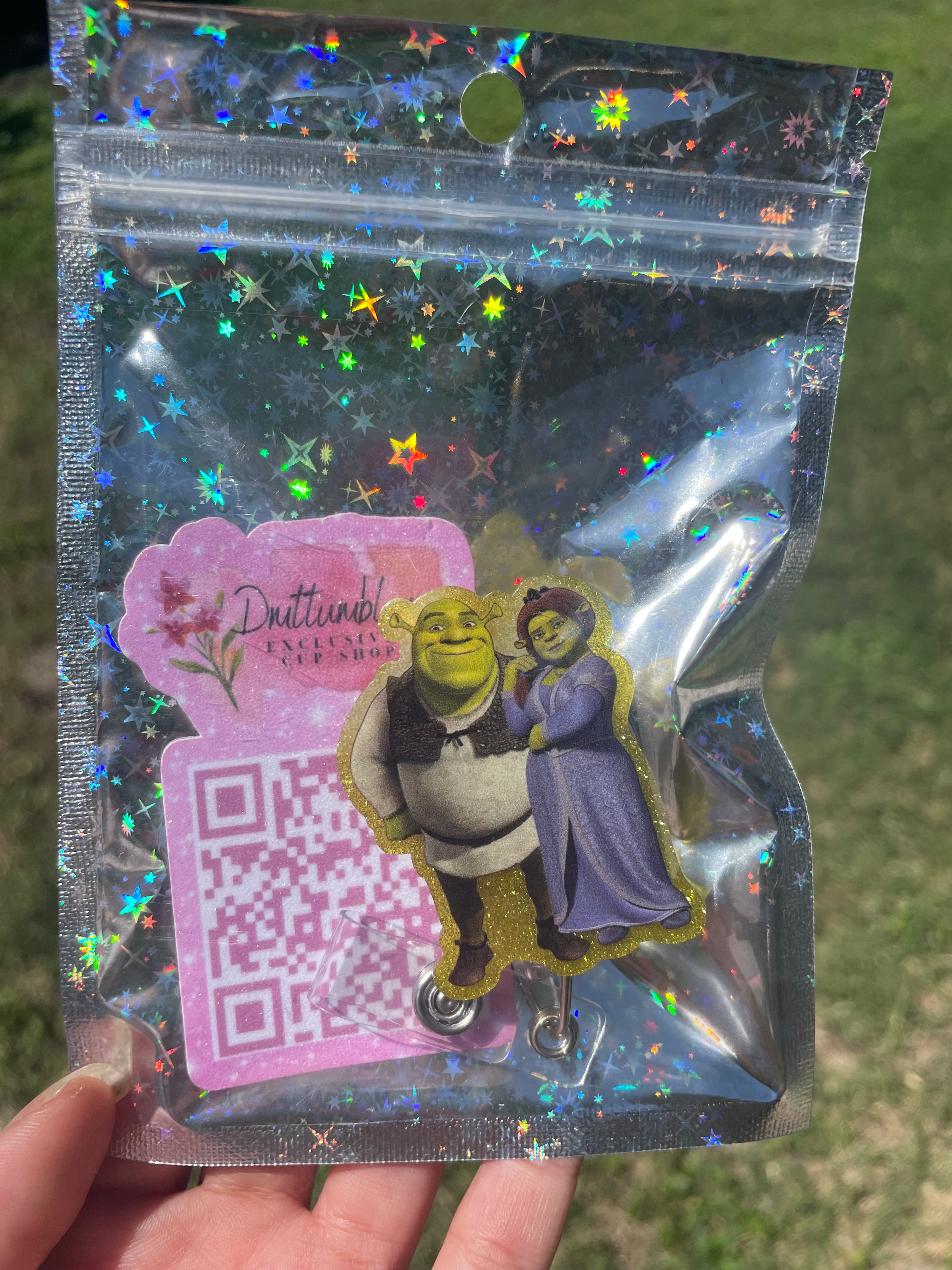 Shrek Glitter badge reel